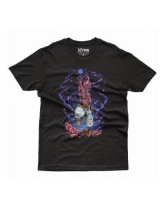 Camiseta Masculina em Algodão Estampa Majin Boo Kid Dragon Ball Preta Básica Tamanho M