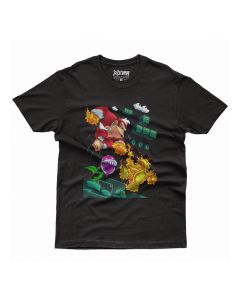 Camiseta Masculina em Algodão Estampa Donkey Kong Mario Preta Básica Tamanho M