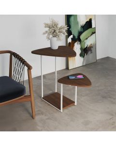 Mesa de Canto Industrial Branco Ferro Tampo Esfiha Cibele Amêndoa