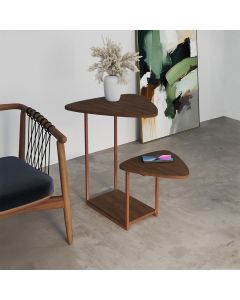 Mesa de Canto Industrial Ferro Cobre Tampo Amêndoa Esfiha