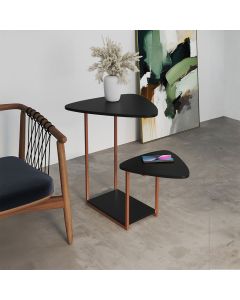 Mesa de Ferro Cobre Tampo Esfiha Preto Cibele
