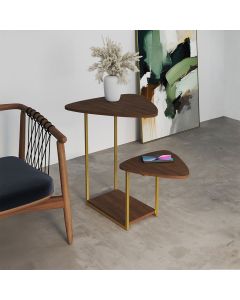Mesa de Canto Industrial Dourado Ferro Tampo Esfiha Amêndoa