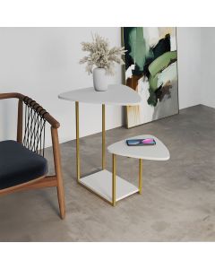 Mesa Lateral Cibele Dourada Ferro Branco Esfiha