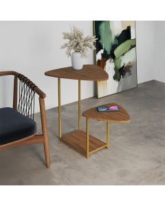 Mesa de Canto Moderna Dourado Cibele Tampo Esfiha Freijó