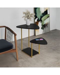 Mesa Lateral Ferro Dourado Tampo Esfiha Preto Cibele