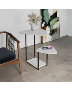 Mesa de Apoio Ferro Preto Tampo Esfiha Branca