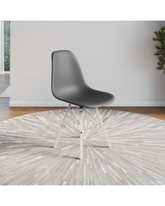 Cadeira Eames Estilo Moderno em Ferro Branco com Assento Cinza
