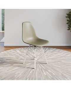 Cadeira Eames Estilo Moderno em Ferro Branco com Assento Fendi