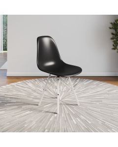 Cadeira Eames Tubo Ferro Branco Assento Preto