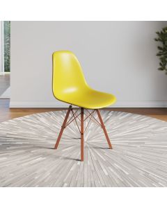 Cadeira Eames Estilo Moderno em Ferro Cobre com Assento Amarelo