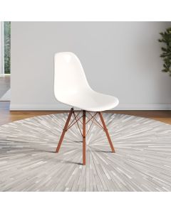 Cadeira Eames Design Moderno Tubo de Ferro Cobre Assento Branco