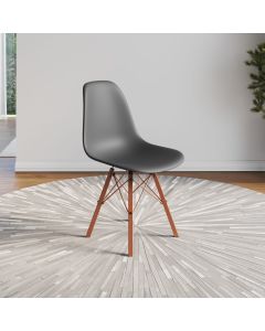 Cadeira Eames Estilo Moderno em Ferro Cobre com Assento Cinza