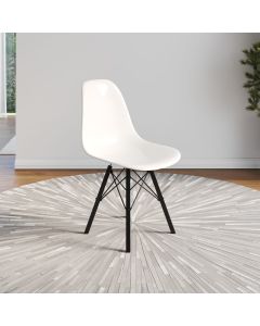 Cadeira Eames Design Moderno Tubo de Ferro Preto Assento Branco