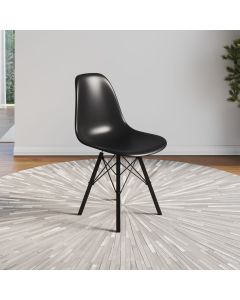 Cadeira Eames Tubo Ferro Preto Assento Preto