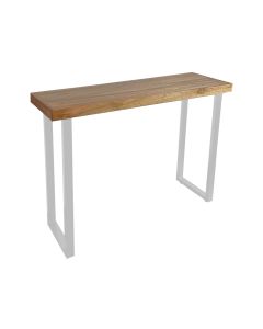 Mesa de Apoio Industrial 120cm em Madeira Maciça Angelin Base Ferro Branco