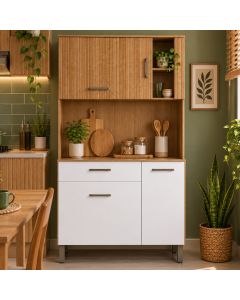 Arm&aacute;rio Balc&atilde;o para Cozinha Sala Modulo Compacto Multifuncional Espa&ccedil;oso Moderno 91cm Darcy Ripado