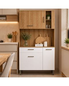 Arm&aacute;rio Bancada Moderno para Cozinha Sala Quarto Modulo Compacto Organizador 91cm Darcy Ripado