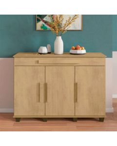 Balcão Rubi 3 Portas 1 Gaveta com Corrediça Telescópica e 5 Prateleiras Organizador - Cinamomo