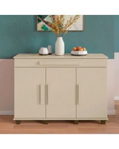 Balcão Rubi 3 Portas 1 Gaveta e 5 Prateleiras com Design Moderno para Sala e Cozinha - Off White