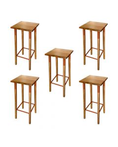 Kit 5 Banquetas Bistro Industrial Colors Ferro e Madeira Maciça - Cobre