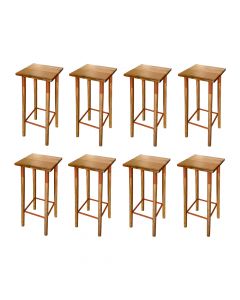 Kit 8 Banquetas Bistro Industrial Colors Ferro e Madeira Maciça - Cobre