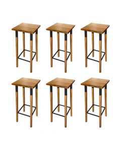 Kit 6 Banquetas Bistro Industrial Colors Ferro e Madeira Maciça - Preta