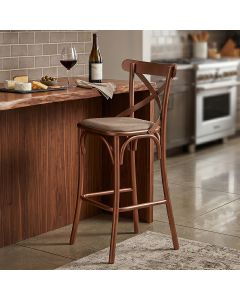 Banqueta X Alta para Balcão Cozinha Bar em Aço Assento Bege Estrutura Robusta Gourmet Luxo - Cobre