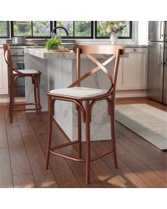 Banqueta Katrina Alta Resistencia e Durabilidade Baixa Assento Branco Aço Cobre