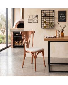 Cadeira de Jantar Paris Luxo Estrutura Aço Reforçada Decorativa para Sala Apartamento - Cobre/branca