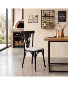 Cadeira de Jantar Paris Design Premium Conforto para Sala de Jantar e Cozinha Gourmet - Preta/branca