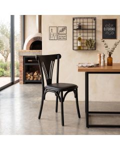 Cadeira de Jantar Paris Luxo Estrutura Aço Resistente Moderna para Cozinha Gourmet - Preta/preta