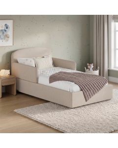 Cama Infantil Montessoriana Estofada com Proteção Lateral e Colchão Bege