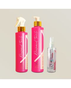 Kit Pink Flow Diamond Touch Condicionador + Leave-in + Sérum Nutrição Antifrizz e Brilho Intenso