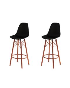 Conjunto 2 Banquetas Eames Tubo Ferro Cobre Assento Preto