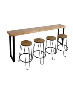 Bancada Gourmet 220cm com 4 Banquetas Industriais Guatemala Base Preta