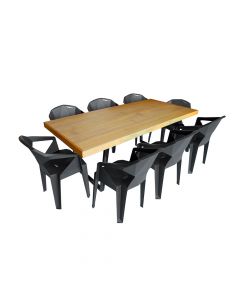 Conjunto Mesa Industrial Lanna 2,20 Ferragem Preta Com 8 Cadeiras New Alegra Preta