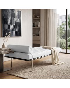 Couch Barcelona Couro Sintético Design Modernista Linha Premium Sala Escritório Alto Luxo - Branco