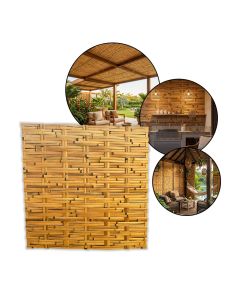 Esteira Bambu Forro Casca 1x1m Trama Dupla Placa Pergolado Teto Parede Decoração Natural Jardim