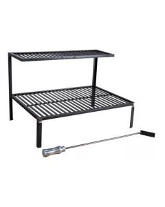 Grelha em Aço Carbono Parrilla Rústica Barra Chata 75cm Atiçador de Fogo