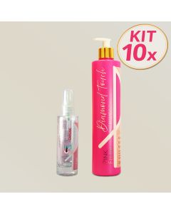 Kit 10 Pink Flow Diamond Touch Shampoo 500ml + Sérum 30ml Cuidado Brilho e Toque Leve
