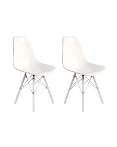 Conjunto 2 Cadeiras Eames Design Moderno Tubo de Ferro Branco Assento Branco