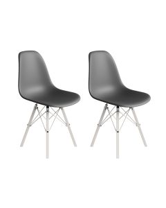 Conjunto 2 Cadeiras Eames Estilo Moderno em Ferro Branco com Assento Cinza