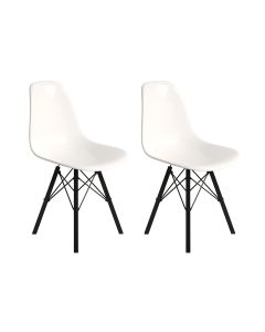 Conjunto 2 Cadeiras Eames Design Moderno Tubo de Ferro Preto Assento Branco