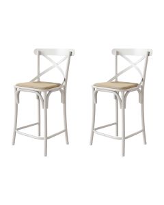 Kit 2 Banquetas Katrina Alta Resistencia e Durabilidade Baixa Assento Bege Aço Branco