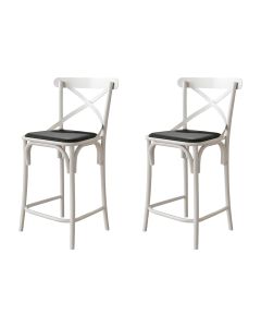 Kit 2 Banquetas Katrina Alta Resistencia e Durabilidade Baixa Assento Preto Aço Branco