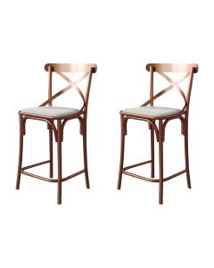 Kit 2 Banquetas Katrina Alta Resistencia e Durabilidade Baixa Assento Branco Aço Cobre