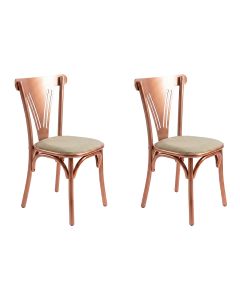 Kit 2 Cadeiras de Jantar Paris Luxo Estrutura A&ccedil;o Cobre Conforto para Mesa de Jantar - Cobre/bege