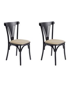 Kit 2 Cadeiras de Jantar Paris Luxo Estrutura Aço Conforto Moderno Cozinha Gourmet - Preta/bege