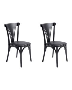 Kit 2 Cadeiras Paris Decorativas Sala Jantar Cozinha Aço Luxo Resistente Moderna - Preta/preta