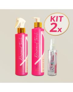 Kit 2 Pink Flow Diamond Touch Condicionador + Leave-in + Sérum Nutrição Antifrizz e Brilho Intenso